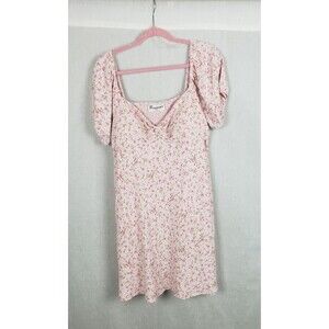 No Boundaries Dress 2XL Pink Floral Puff Sleeve‎ Smocked Cottagecore Peasant